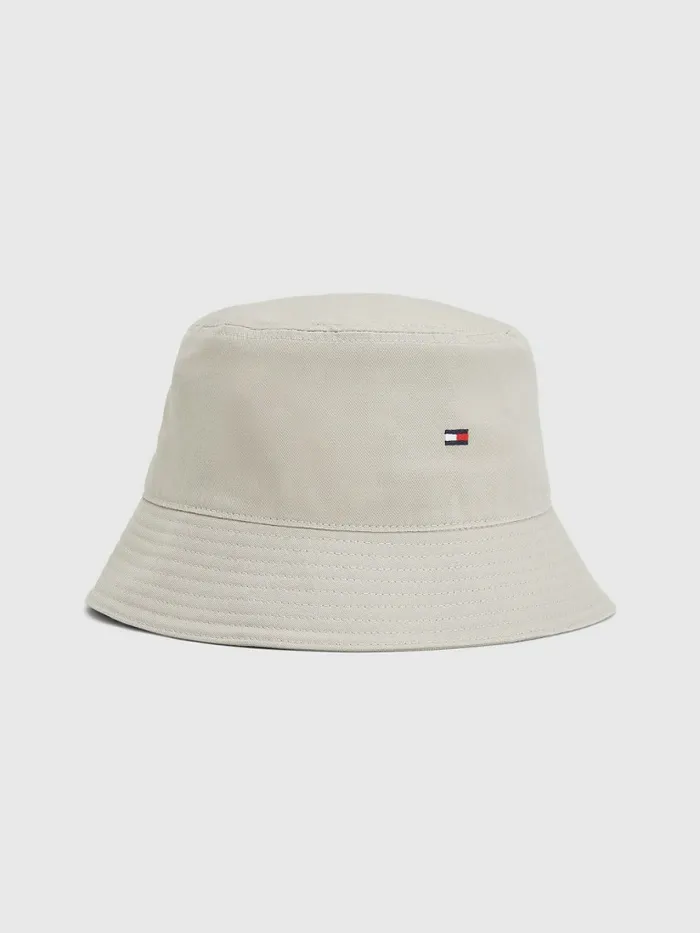 Tommy Hilfiger Organic Cotton Flag Embroidery Bucket Hat Stone Mens Hats and Scarves For Sale Tommy Hilfiger Organic Cotton Flag Embroidery Bucket Hat Stone Mens Hats and Scarves For Sale