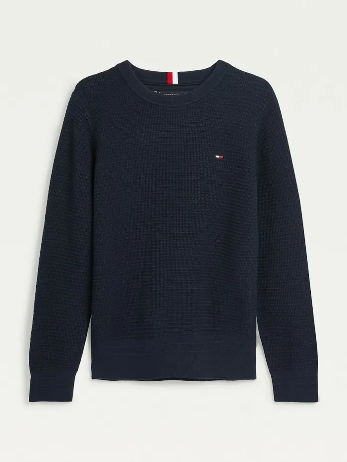 Tommy Hilfiger Organic Cotton Flag Embroidery Jumper Desert Sky Boys Jumpers and Cardigans Gift 4 You
