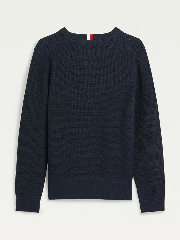 Tommy Hilfiger Organic Cotton Flag Embroidery Jumper Desert Sky Boys Jumpers and Cardigans Gift 4 You