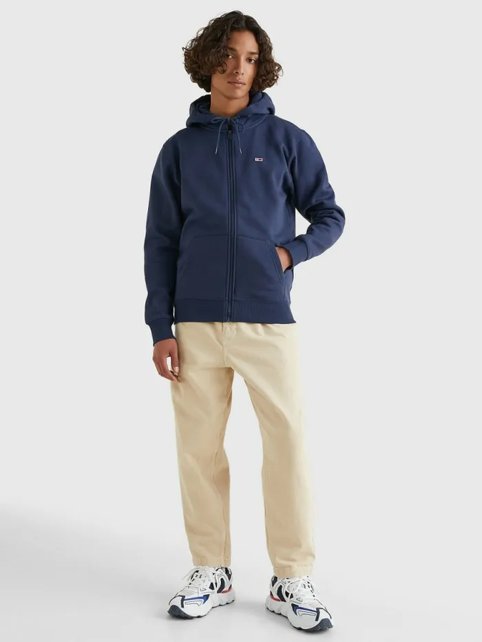Tommy Hilfiger Organic Cotton Fleece ZipThru Hoody Twilight Navy Mens Sweatshirts and Hoodies On Sale
