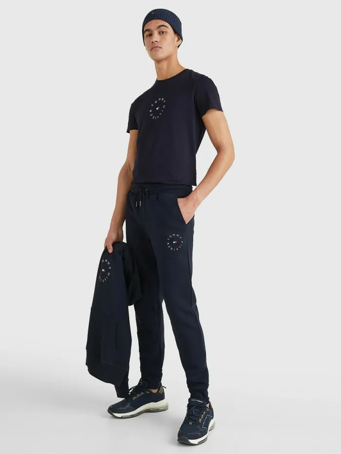 Tommy Hilfiger Organic Cotton Flex Fleece Joggers Desert Sky Mens Trousers