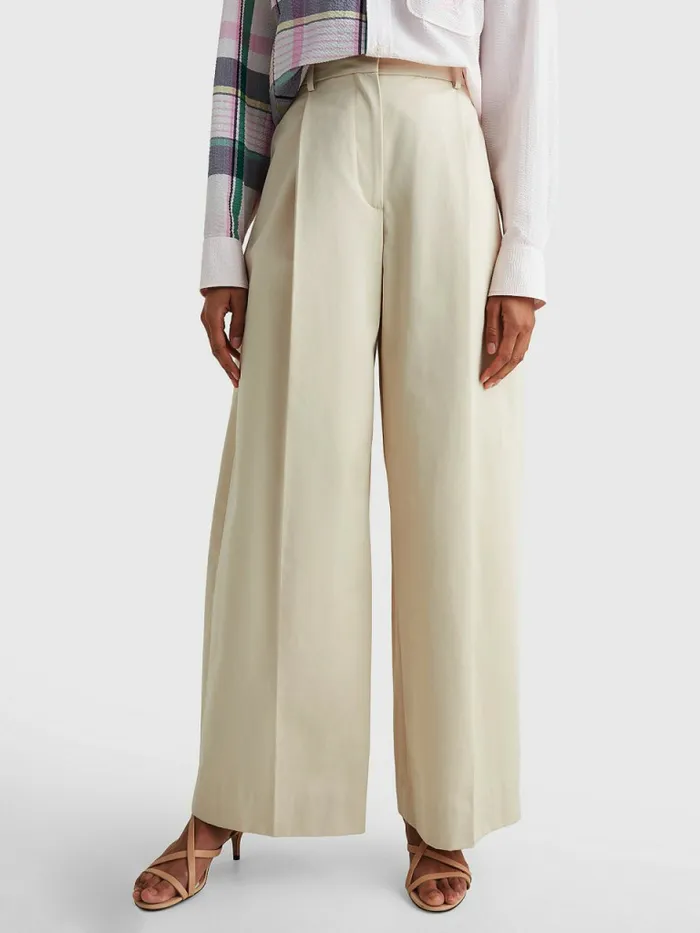 Tommy Hilfiger Organic Cotton High Waist Chinos Beige Womens Trousers