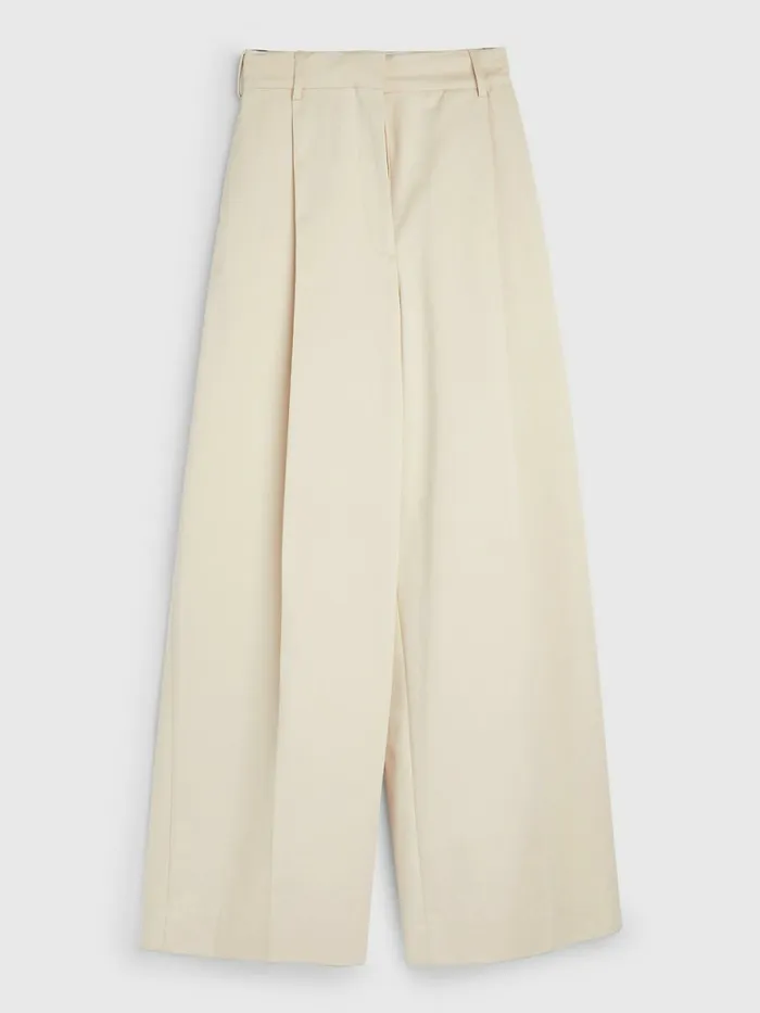 Tommy Hilfiger Organic Cotton High Waist Chinos Beige Womens Trousers