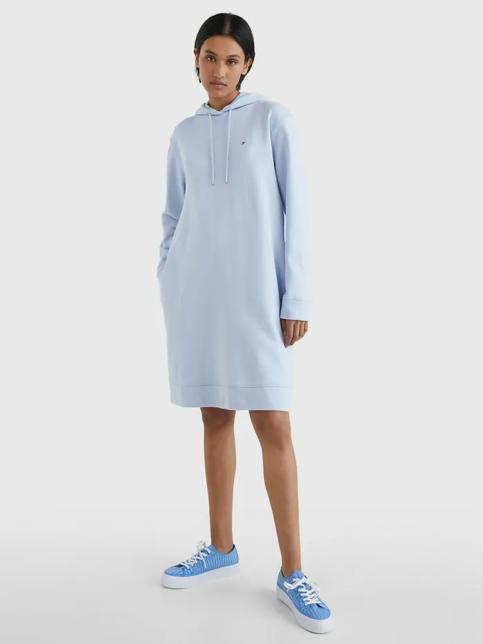 Tommy Hilfiger Organic Cotton Hoody Dress Breezy Blue Womens Dresses and Jumpsuits Popular