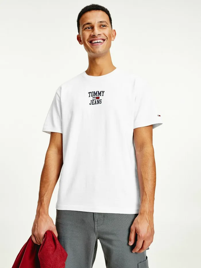 Tommy Hilfiger Organic Cotton Jersey Logo TShirt White Mens TShirts Sale