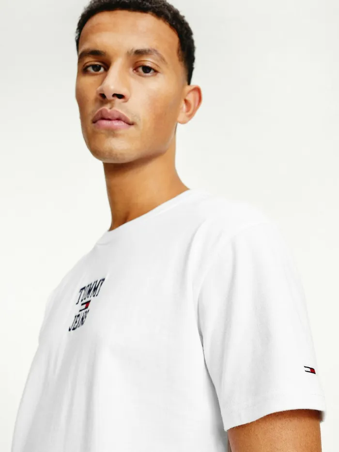 Tommy Hilfiger Organic Cotton Jersey Logo TShirt White Mens TShirts Sale