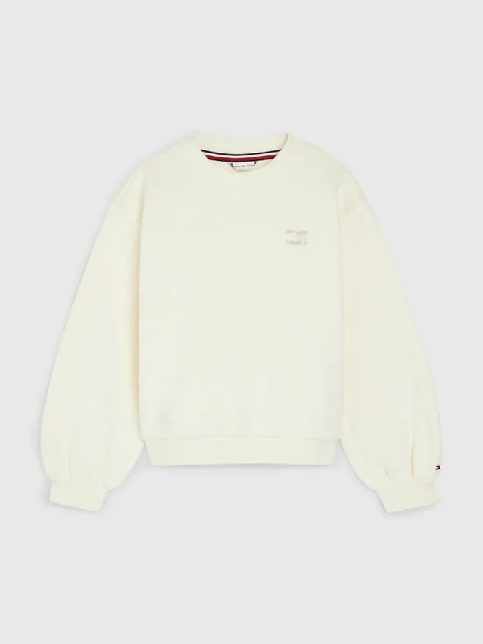 Tommy Hilfiger Organic Cotton Logo Sweatshirt Ancient White Girls Sweatshirts and Hoodies On Sale Tommy Hilfiger Organic Cotton Logo Sweatshirt Ancient White Girls Sweatshirts and Hoodies On Sale