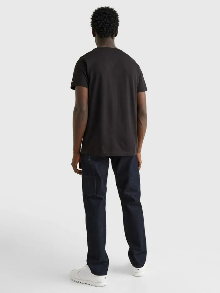 Tommy Hilfiger Organic Cotton Logo TShirt Black Mens TShirts Online