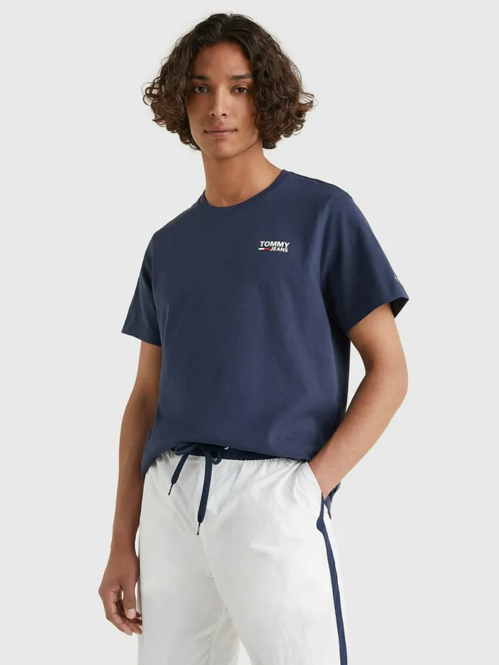 Tommy Hilfiger Organic Cotton Logo TShirt Twilight Navy Mens Essentials