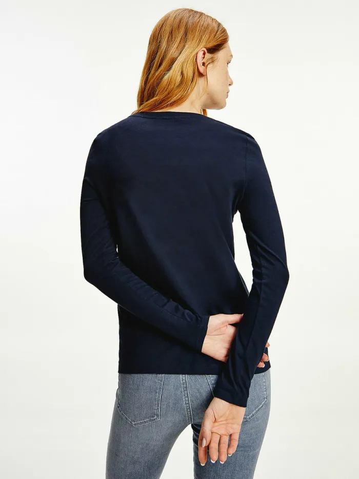 Tommy Hilfiger Organic Cotton Long Sleeve TShirt Desert Sky Womens TShirts Fashion