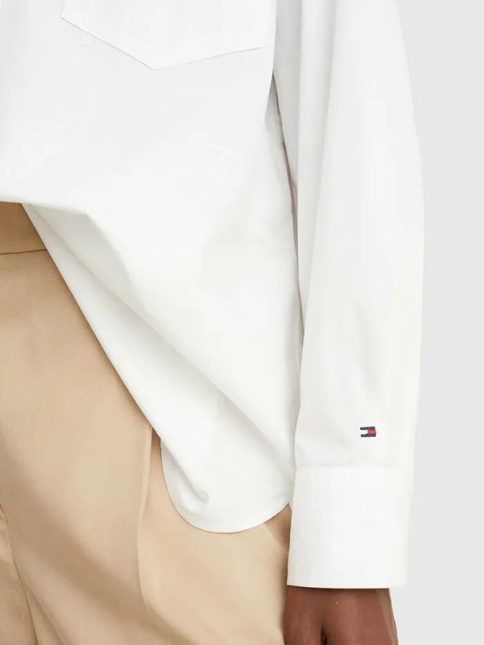 Tommy Hilfiger Organic Cotton Oversized Fit Shirt Th Optic White Womens Shirts and Blouses Fashion