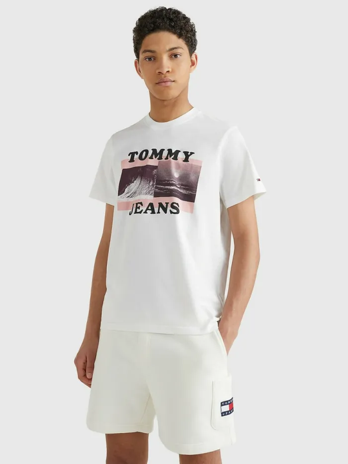 Tommy Hilfiger Organic Cotton Photoprint TShirt White Mens TShirts Sale