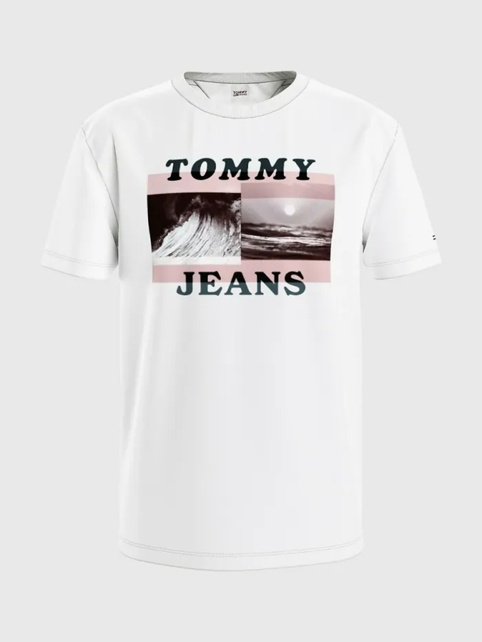 Tommy Hilfiger Organic Cotton Photoprint TShirt White Mens TShirts Sale