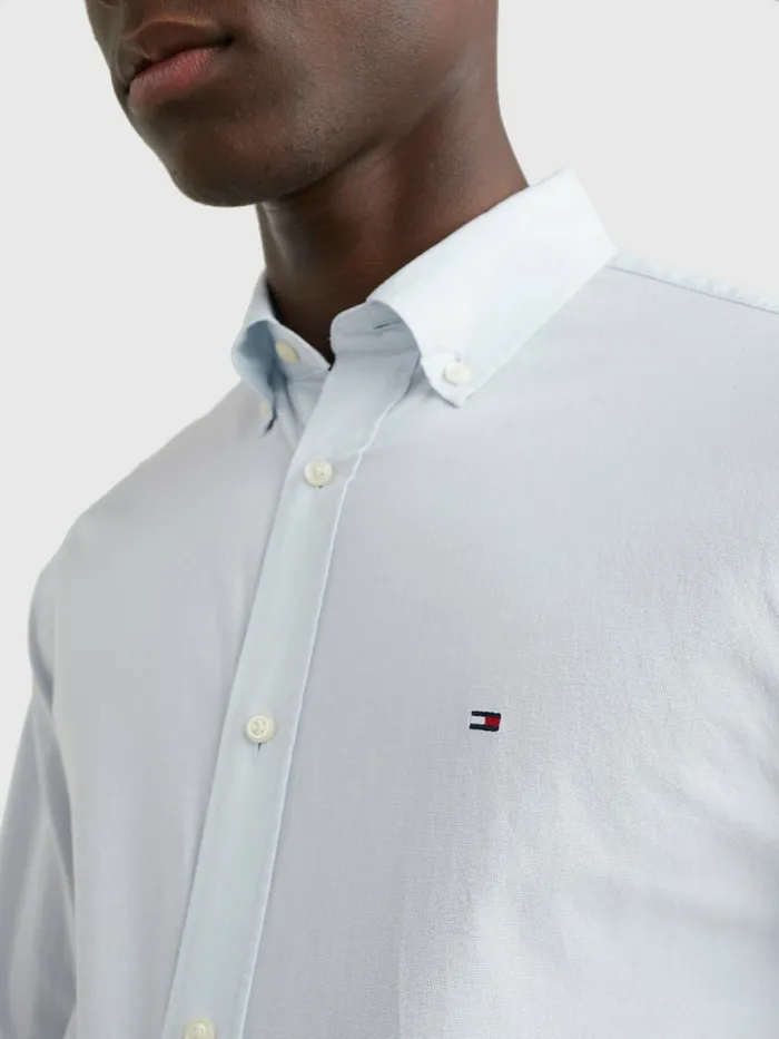 Tommy Hilfiger Organic Cotton Poplin Regular Fit Shirt Breezy Blue Mens Shirts Sale