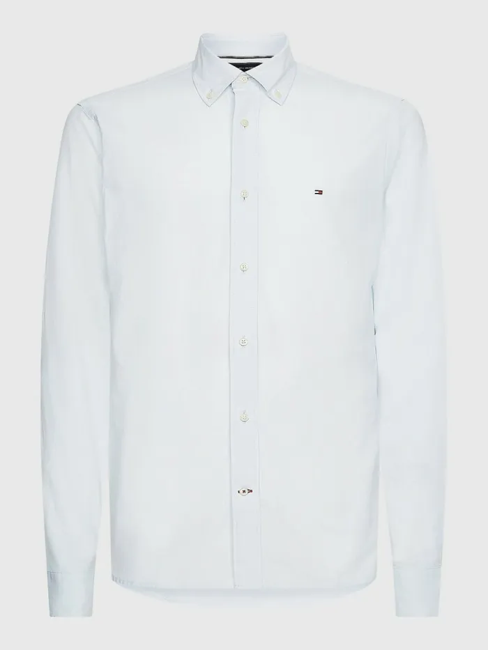 Tommy Hilfiger Organic Cotton Poplin Regular Fit Shirt Breezy Blue Mens Shirts Sale