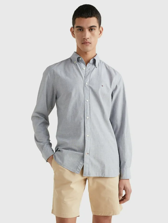 Tommy Hilfiger Organic Cotton Poplin Regular Fit Shirt Desert Sky Mens Shirts Gift 4 You