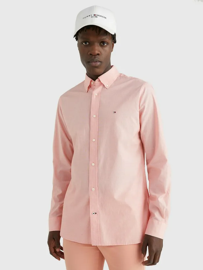 Tommy Hilfiger Organic Cotton Poplin Regular Fit Shirt Hawaiian Coral Mens Shirts Gift for Friend Tommy Hilfiger Organic Cotton Poplin Regular Fit Shirt Hawaiian Coral Mens Shirts Gift for Friend