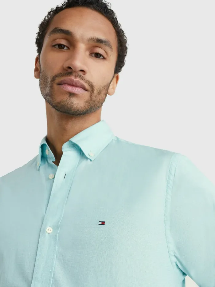 Tommy Hilfiger Organic Cotton Poplin Regular Fit Shirt Tidal Waves Mens Shirts Gift Ideas