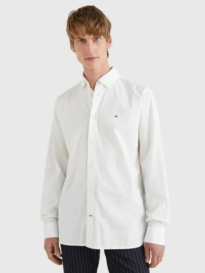 Tommy Hilfiger Organic Cotton Poplin Regular Fit Shirt White Mens Shirts Gift for Friend Tommy Hilfiger Organic Cotton Poplin Regular Fit Shirt White Mens Shirts Gift for Friend