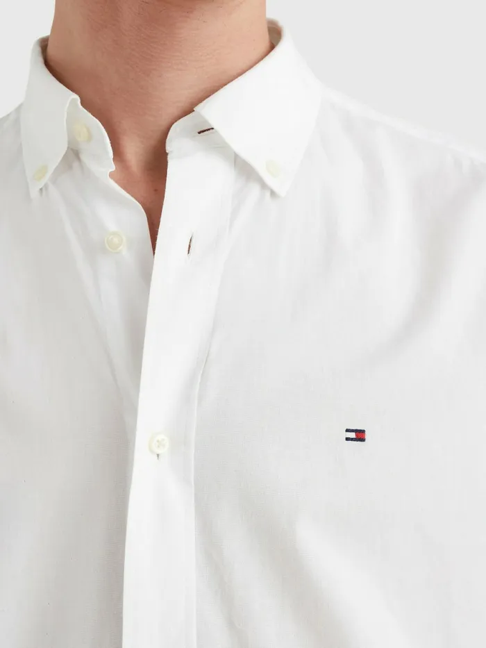 Tommy Hilfiger Organic Cotton Poplin Regular Fit Shirt White Mens Shirts Gift for Friend