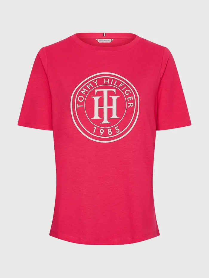 Tommy Hilfiger Organic Cotton Print TShirt Pink Splendor Womens TShirts For Sale