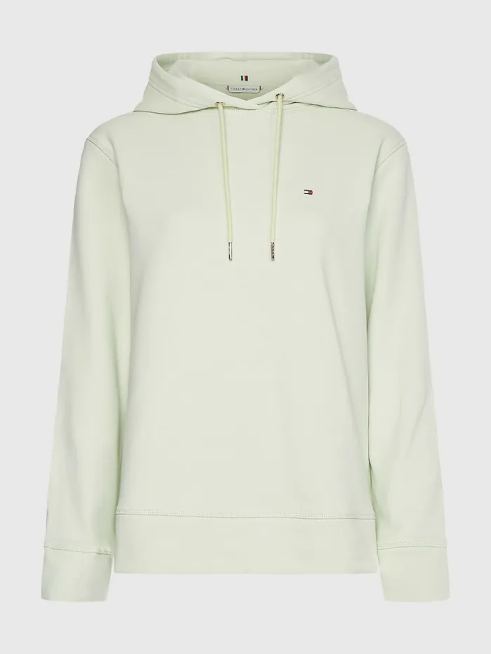 Tommy Hilfiger Organic Cotton Regular Fit Hoody Accent Green Womens Sweatshirts and Hoodies Popular