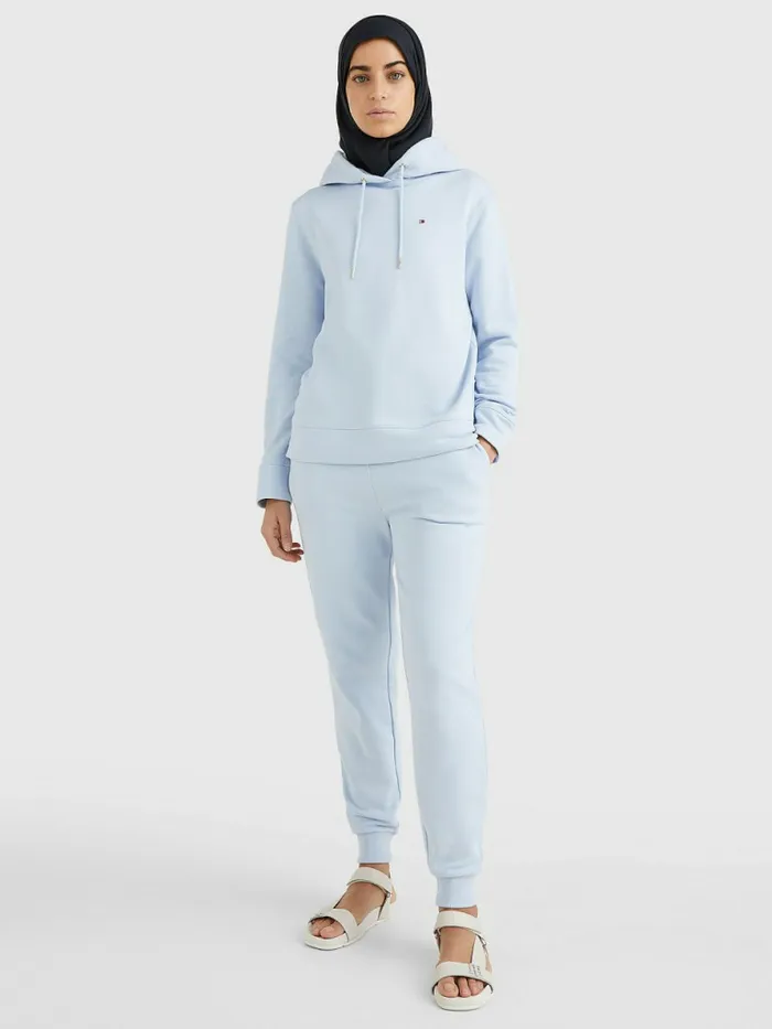 Tommy Hilfiger Organic Cotton Regular Fit Hoody Breezy Blue Womens Sweatshirts and Hoodies Online