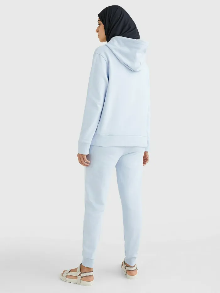 Tommy Hilfiger Organic Cotton Regular Fit Hoody Breezy Blue Womens Sweatshirts and Hoodies Online