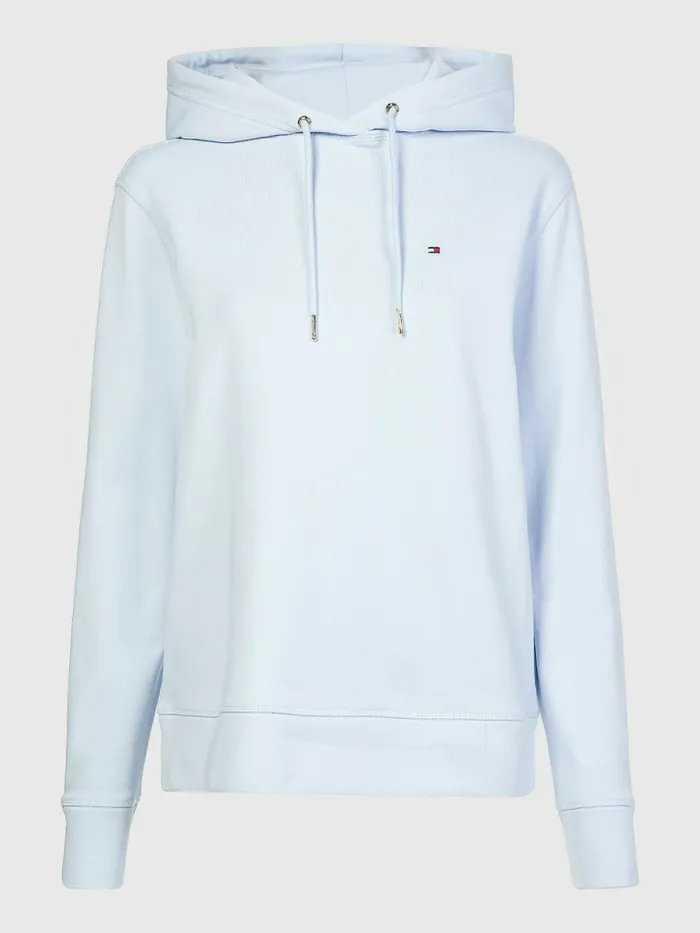 Tommy Hilfiger Organic Cotton Regular Fit Hoody Breezy Blue Womens Sweatshirts and Hoodies Online