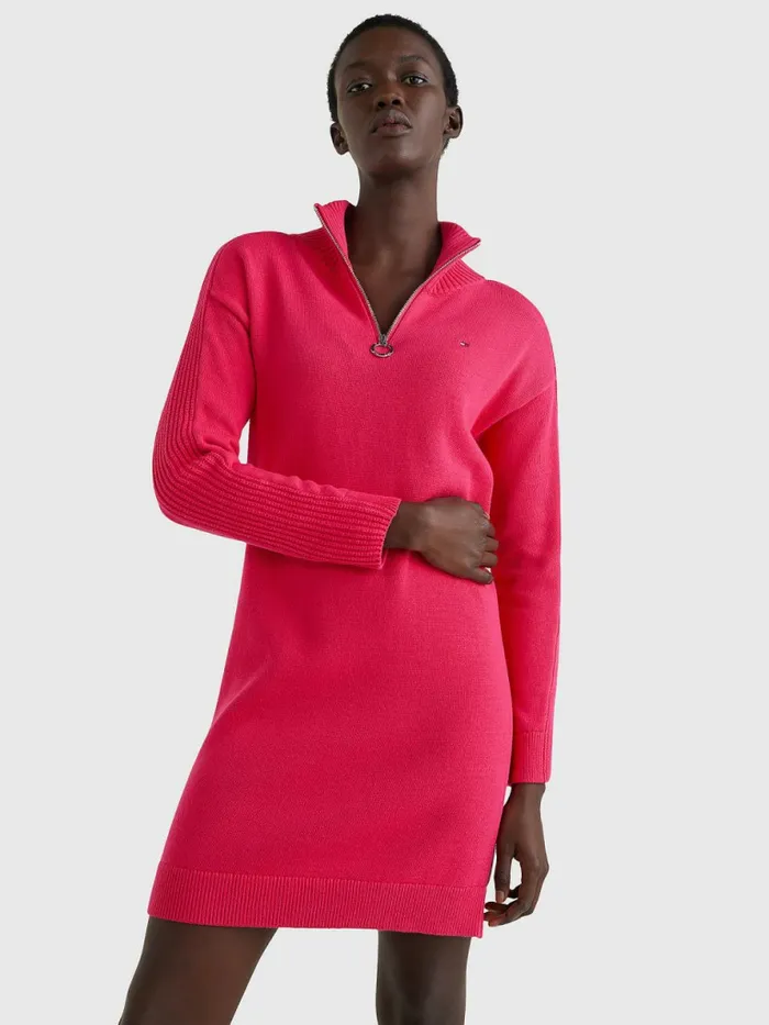 Tommy Hilfiger Organic Cotton Relaxed Fit HalfZip Dress Pink Splendor Womens Dresses and Jumpsuits Casaul Tommy Hilfiger Organic Cotton Relaxed Fit HalfZip Dress Pink Splendor Womens Dresses and Jumpsuits Casaul
