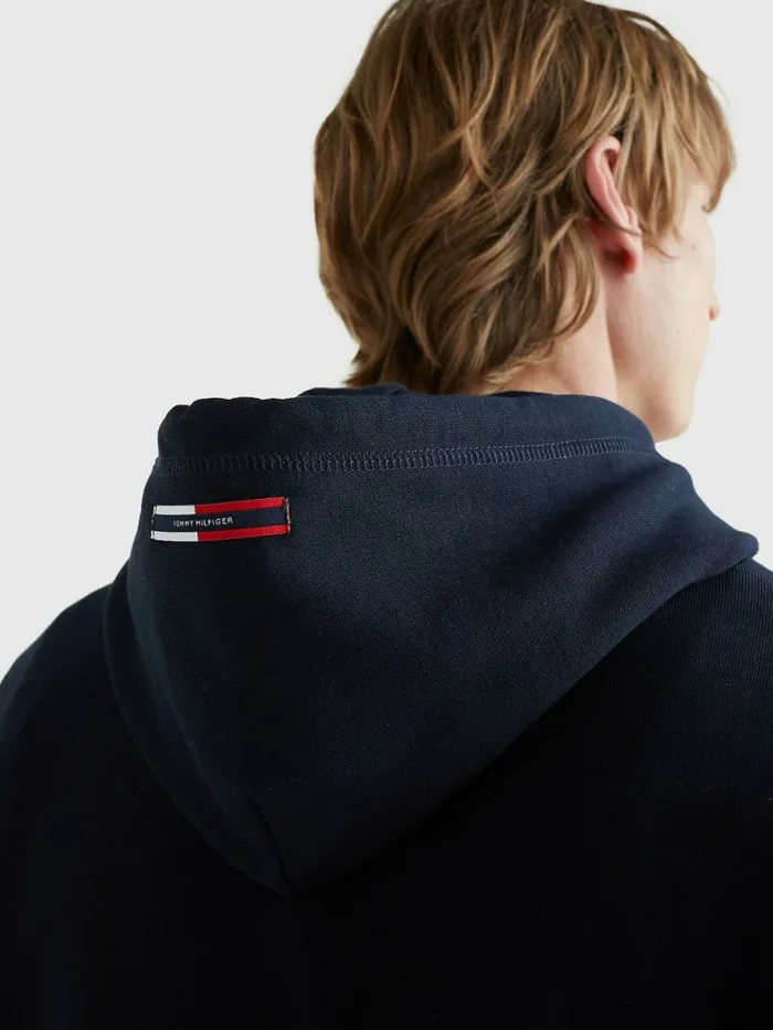 Tommy Hilfiger Organic Cotton Signature Hoody Desert Sky Mens Sweatshirts and Hoodies On Sale
