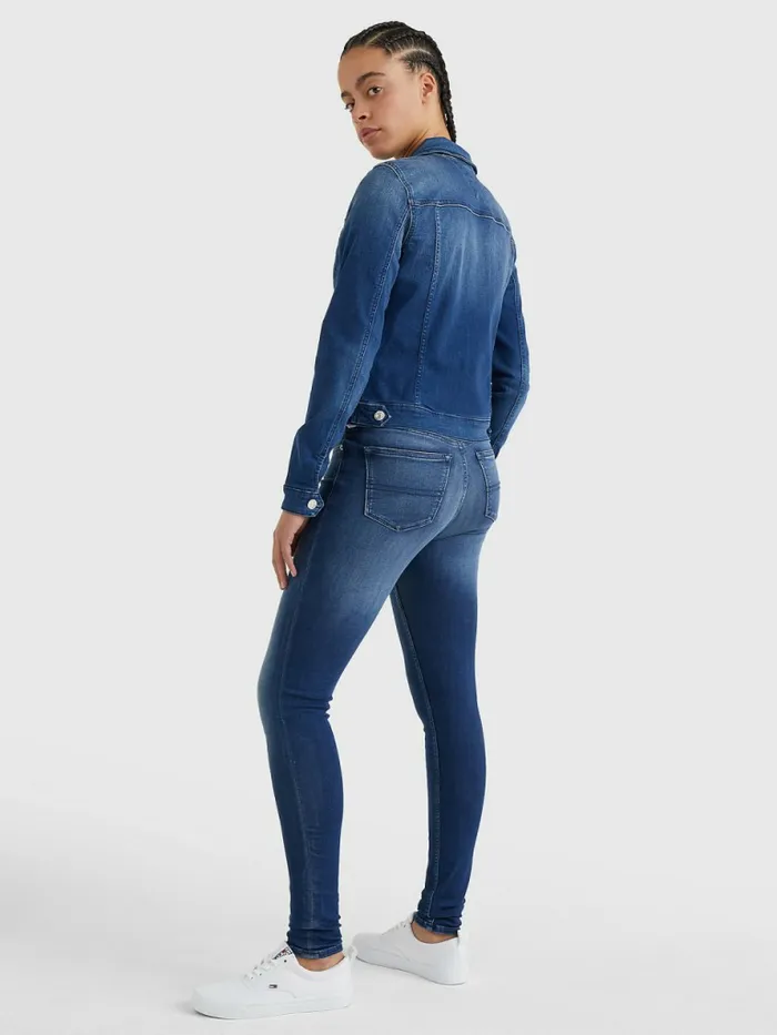 Tommy Hilfiger Organic Cotton Slim Fit Denim Jacket New Niceville Mid Blue Stretch Womens Coats and Jackets Gift for Friend