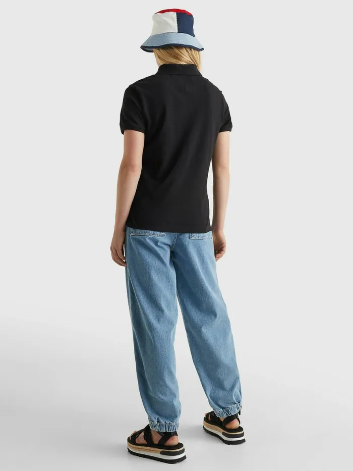 Tommy Hilfiger Organic Cotton Slim Fit Polo Black Womens Polo Shirts Near Me