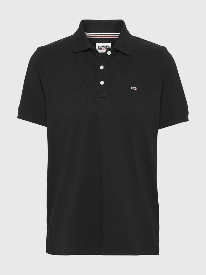 Tommy Hilfiger Organic Cotton Slim Fit Polo Black Womens Polo Shirts Near Me