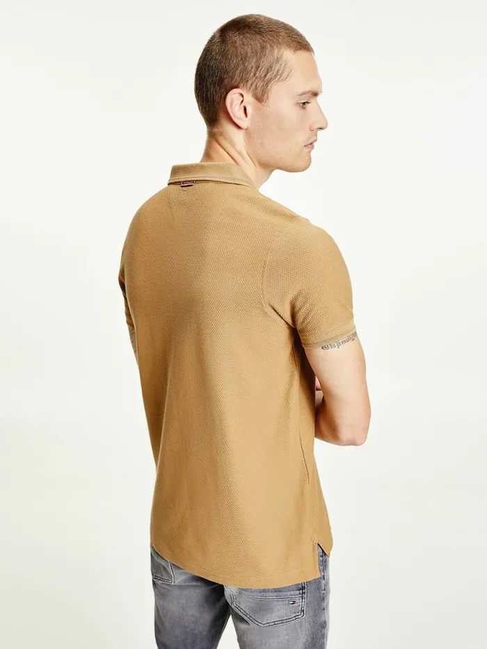 Tommy Hilfiger Organic Cotton Slim Fit Polo Countryside Khaki Mens Polo Shirts Cheap On Sale