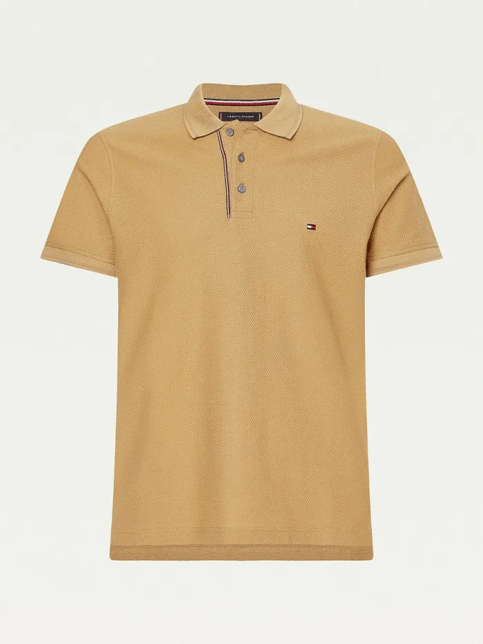 Tommy Hilfiger Organic Cotton Slim Fit Polo Countryside Khaki Mens Polo Shirts Cheap On Sale