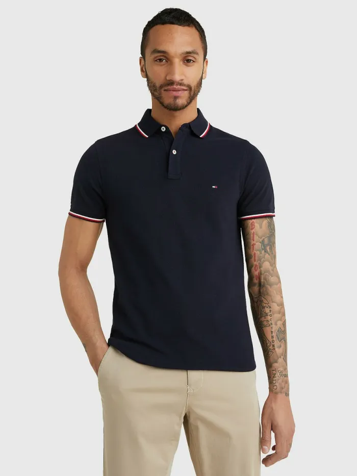 Tommy Hilfiger Organic Cotton Slim Fit Polo Desert Sky Mens Polo Shirts Sale