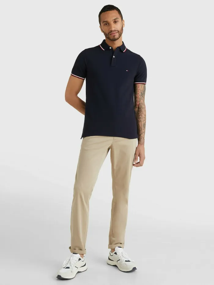 Tommy Hilfiger Organic Cotton Slim Fit Polo Desert Sky Mens Polo Shirts Sale