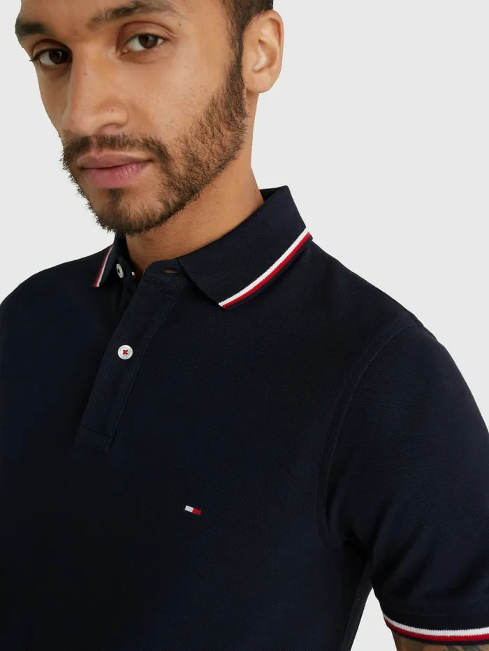 Tommy Hilfiger Organic Cotton Slim Fit Polo Desert Sky Mens Polo Shirts Sale