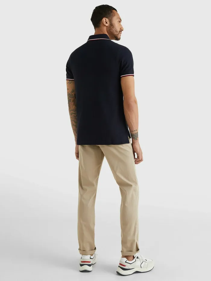 Tommy Hilfiger Organic Cotton Slim Fit Polo Desert Sky Mens Polo Shirts Sale