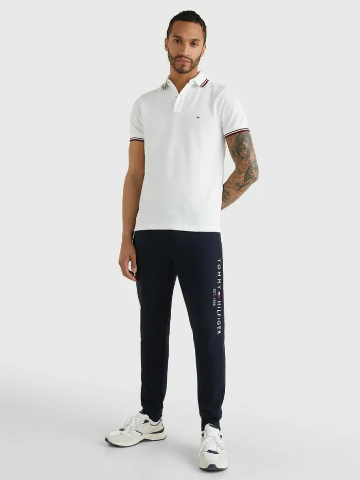 Tommy Hilfiger Organic Cotton Slim Fit Polo White Mens Polo Shirts For Sale