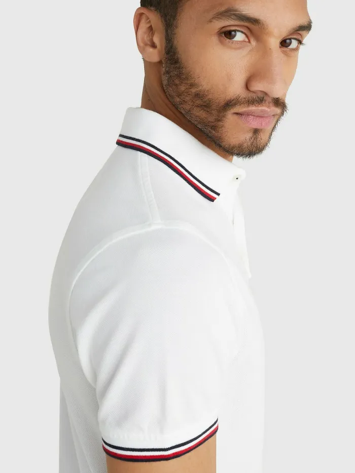 Tommy Hilfiger Organic Cotton Slim Fit Polo White Mens Polo Shirts For Sale