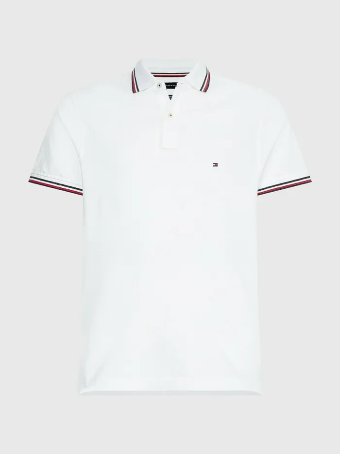 Tommy Hilfiger Organic Cotton Slim Fit Polo White Mens Polo Shirts For Sale