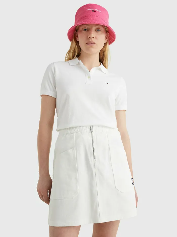 Tommy Hilfiger Organic Cotton Slim Fit Polo White Womens Polo Shirts Cheap On Sale Tommy Hilfiger Organic Cotton Slim Fit Polo White Womens Polo Shirts Cheap On Sale