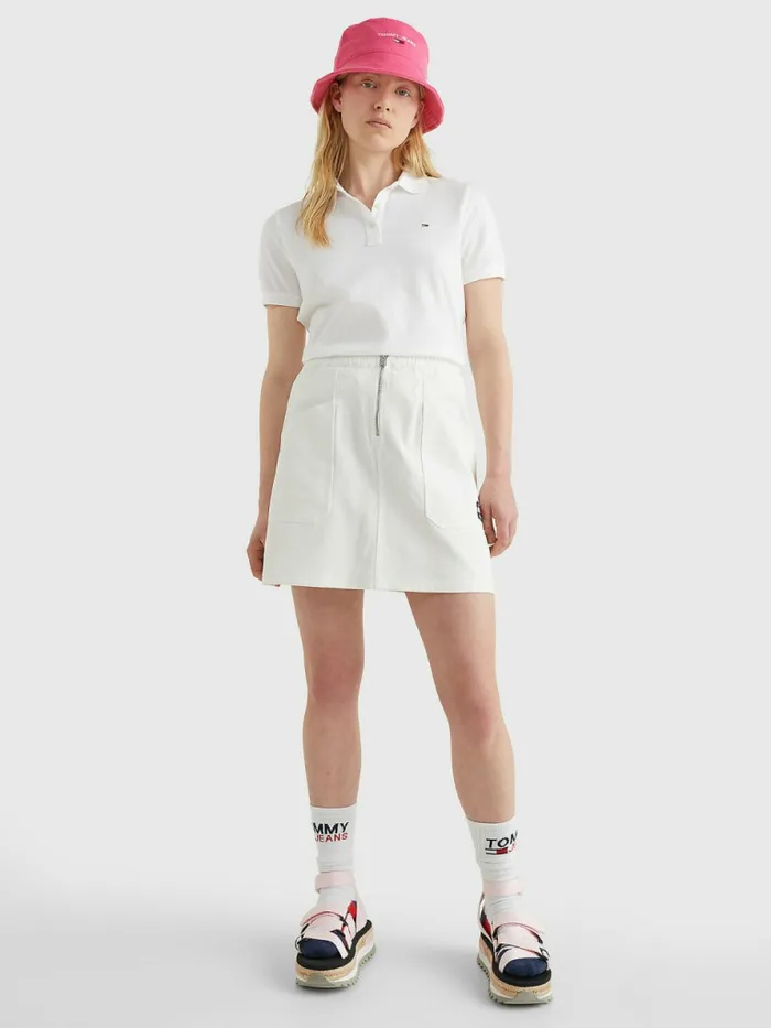 Tommy Hilfiger Organic Cotton Slim Fit Polo White Womens Polo Shirts Cheap On Sale