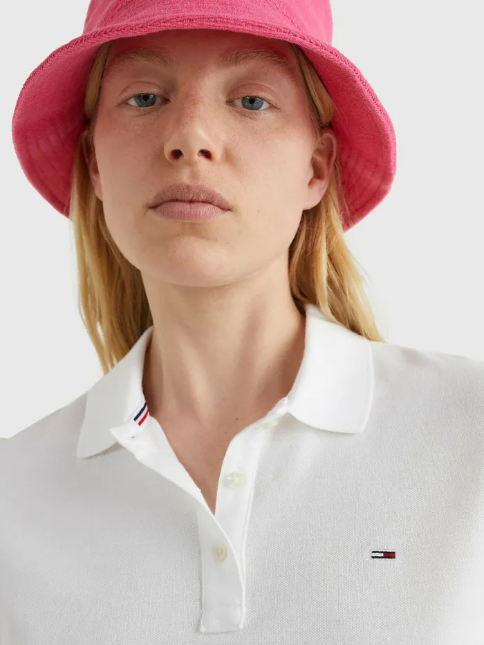 Tommy Hilfiger Organic Cotton Slim Fit Polo White Womens Polo Shirts Cheap On Sale