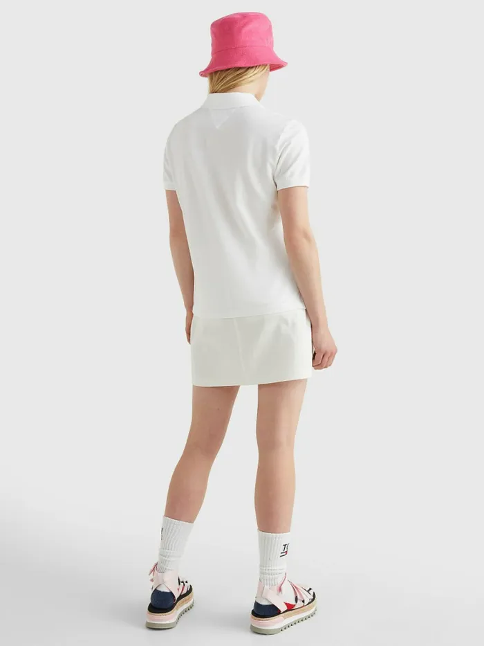 Tommy Hilfiger Organic Cotton Slim Fit Polo White Womens Polo Shirts Cheap On Sale