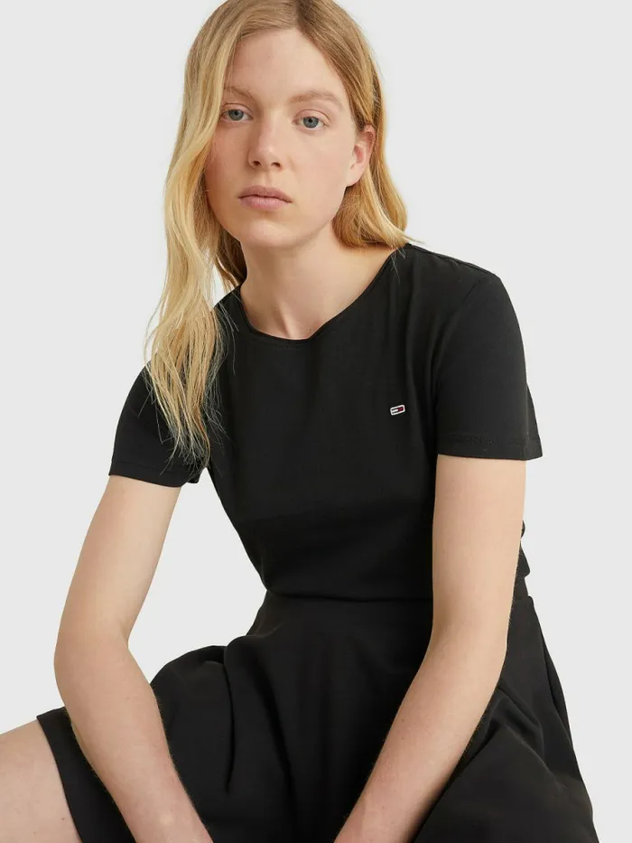 Tommy Hilfiger Organic Cotton Slim Fit TShirt Black Womens TShirts Gift 4 You