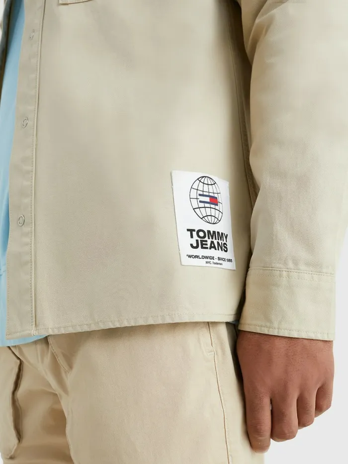 Tommy Hilfiger Organic Cotton Twill Overshirt Savannah Sand Mens Shirts Sale