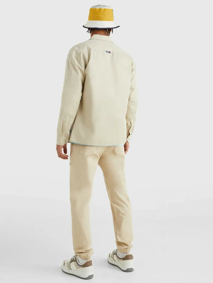 Tommy Hilfiger Organic Cotton Twill Overshirt Savannah Sand Mens Shirts Sale